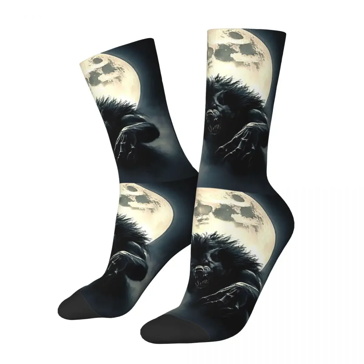 

Носки Wolfman Werewolf Curse Of The Night Moon, чулки в стиле Харадзюку, всесезонные длинные носки, аксессуары для унисекс, рождественские подарки