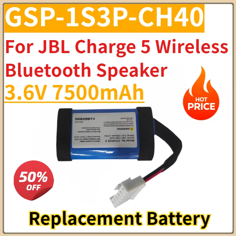 

New Replacement Battery 3.6V 7500mAh GSP-1S3P-CH40 for JBL Charge 5 Wireless Bluetooth Speaker