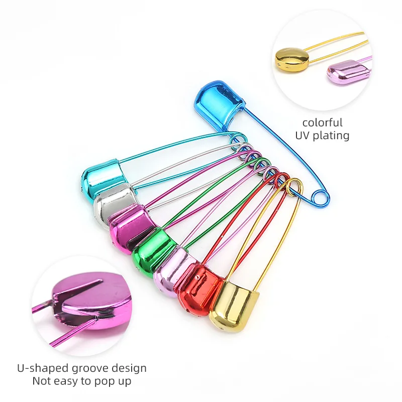 8Pcs Stainless Steel Safety Pins Dazzle Colourful Silk Hijab Big Scarf Pin Diy Pins Sewing Dress Making Tool Apparel Accessories