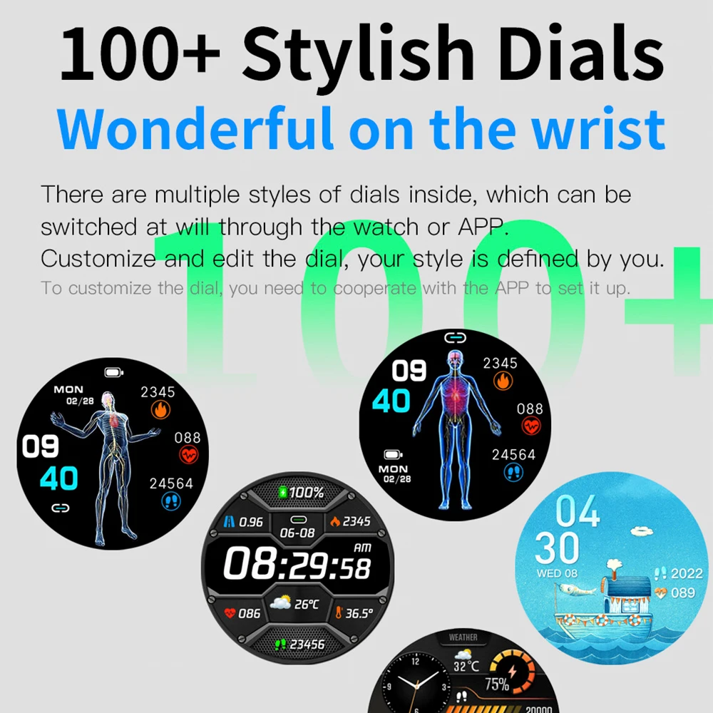الصحة Smartwatch الرجال الدم الأكسجين معدل ضربات القلب اختبار درجة حرارة الجسم HRV Smartwatch الرياضة النساء فترة تتبع متعددة الوظائف
