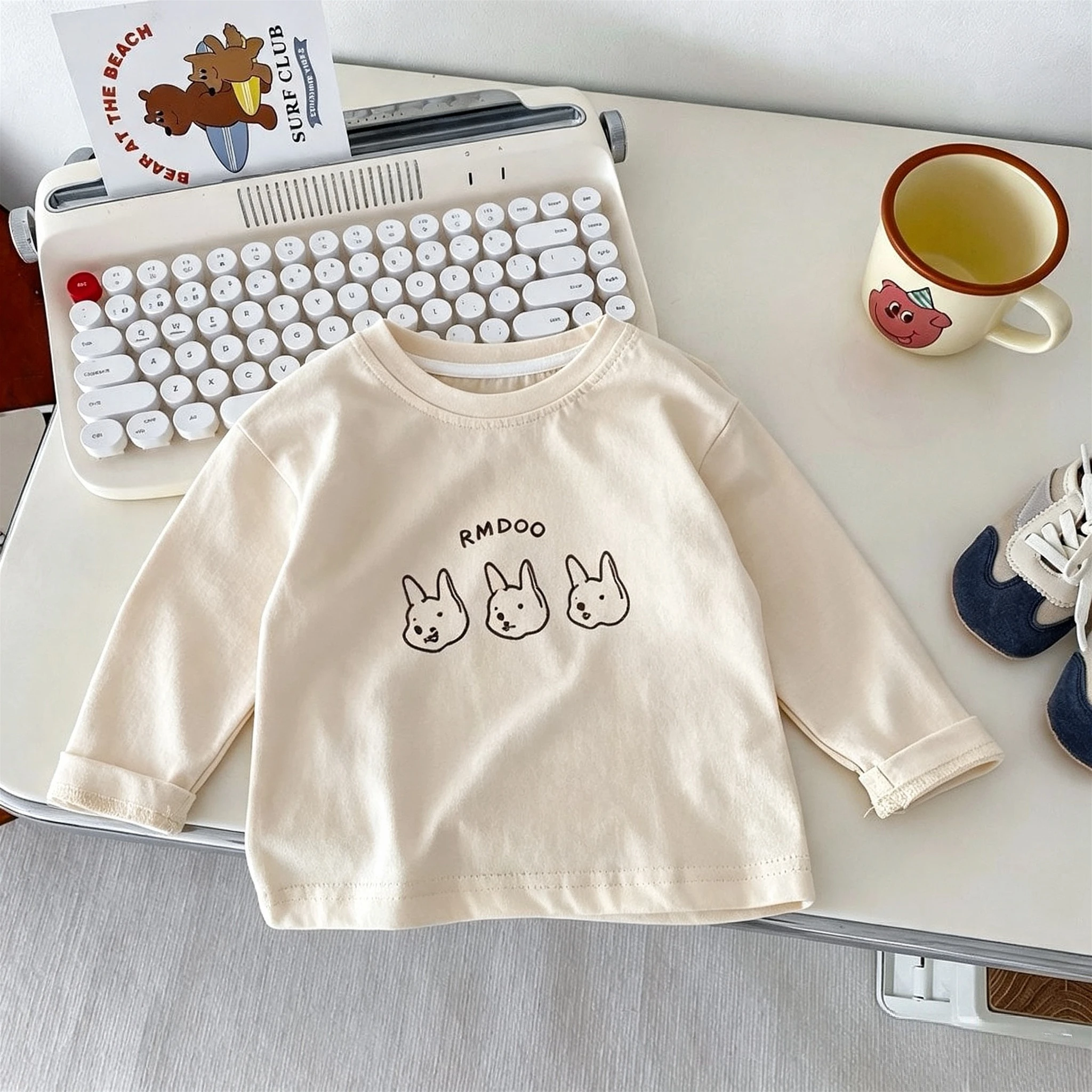 Popular Design Girls Long Sleeve T-shirt Blouse Crewneck Autumn Clothing Simple Versatile Korean Casual Bottoming Shirt Tops