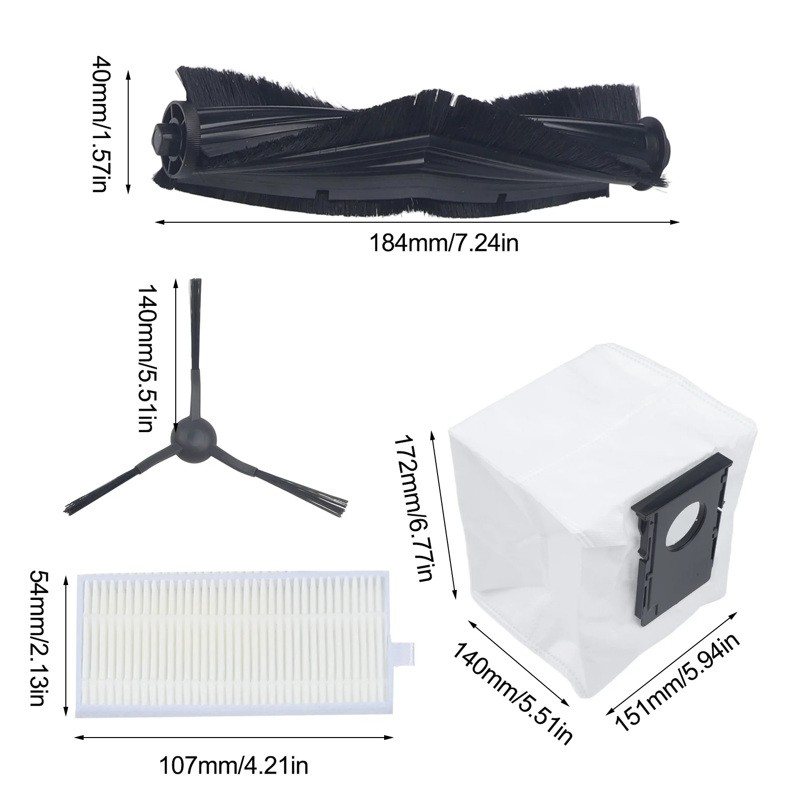 for Cleaning Brush Set Robot Vacuum Kit Roller Brush Side Brush Vacuum Filter Cleaning Efficiency Comprehensive Cleaning