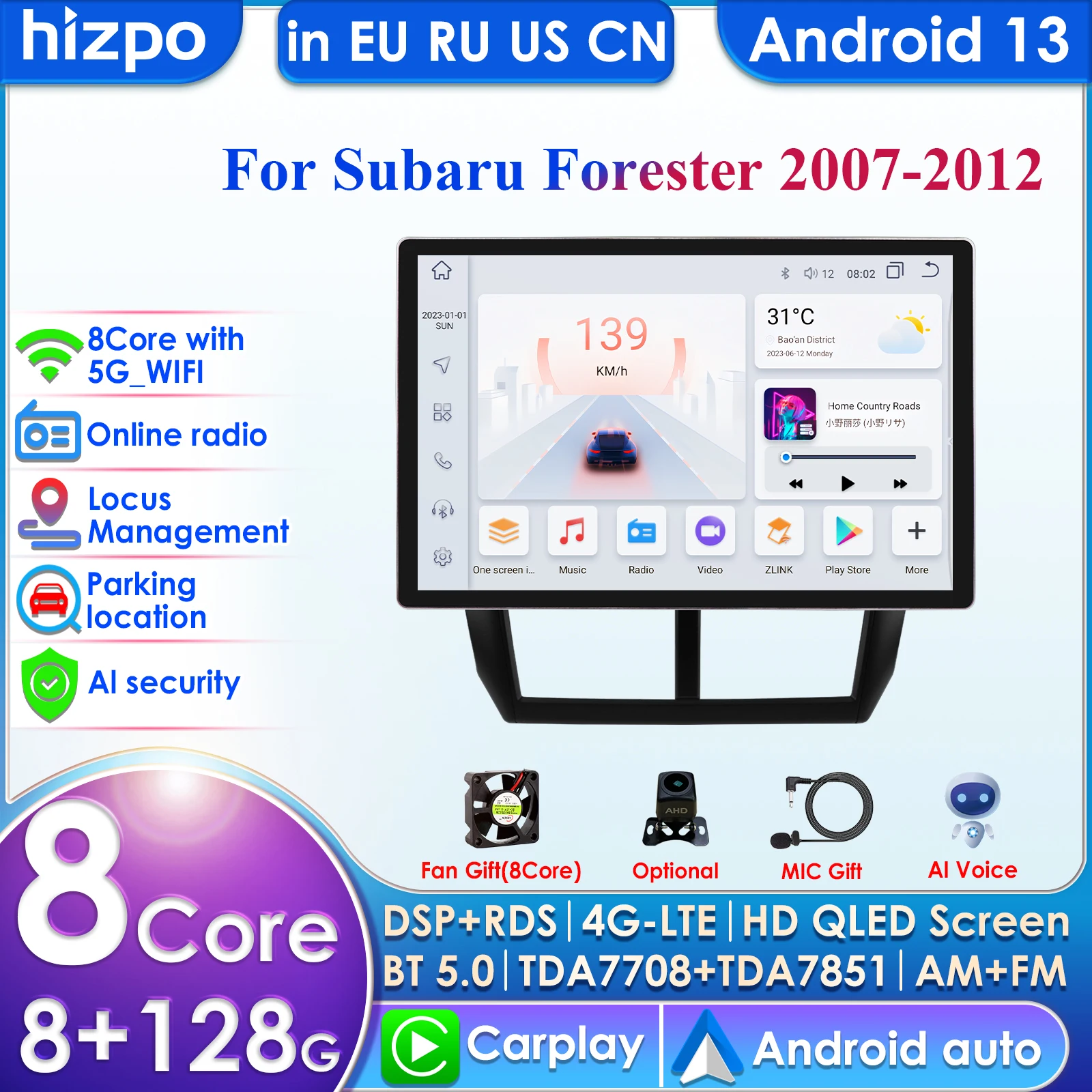 

7862 2 Din Android 13 Autoradio for Subaru Forester 3 SH 2007-2013 Impreza WRX STI Car Radio Multimedia Video Stereo GPS Carplay