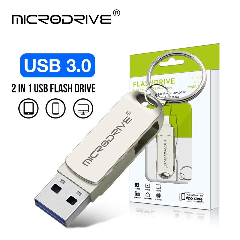 USB 3.0 Flash Drive 32GB 64GB 128GB 256GB Personalizado Pen Drive for iphone ipad PC