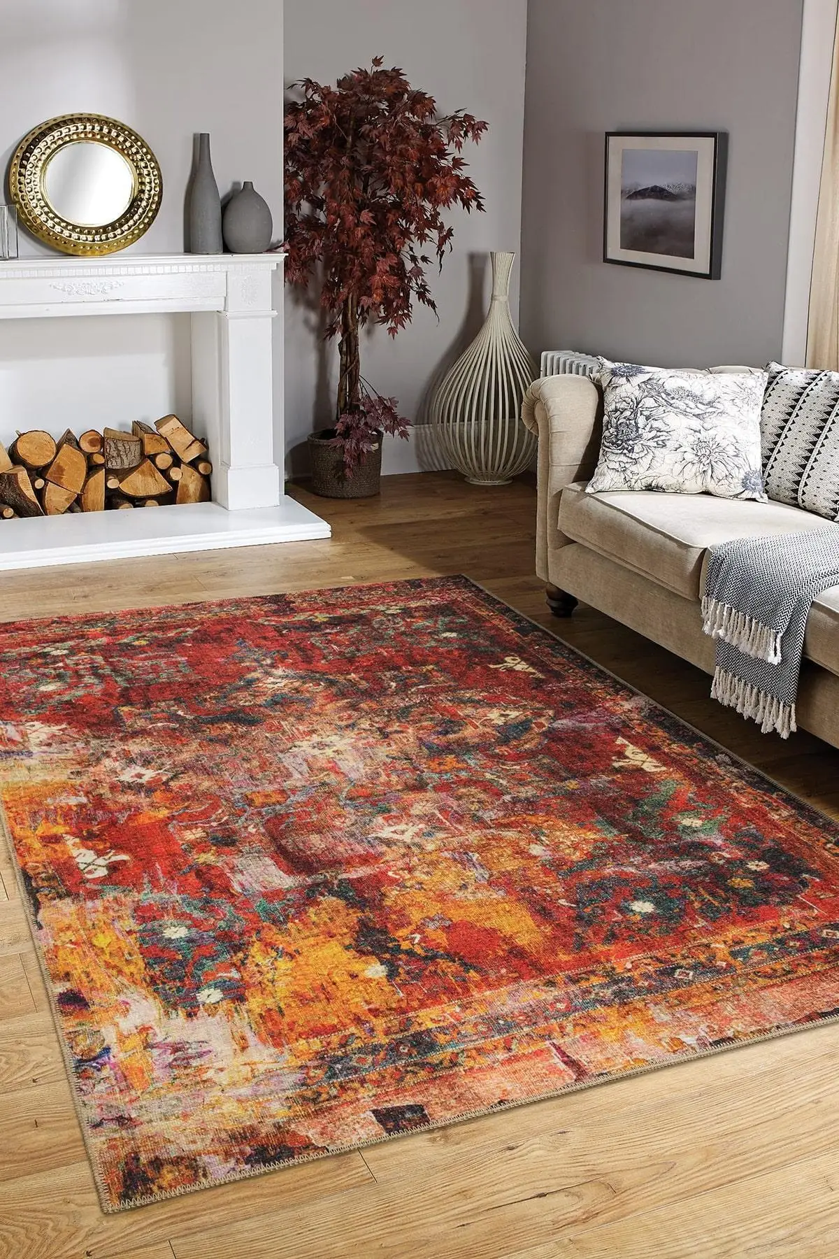 Modern Living Room Carpet, Fusion Chenille | cotton-polyester | Multi Carpet 75x150