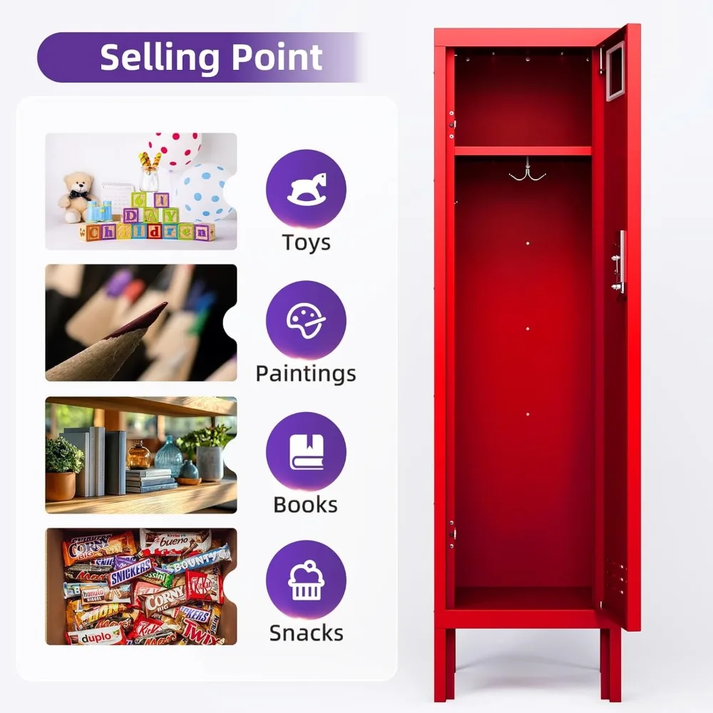 خزانة تخزين معدنية مقاس 54 بوصة قابلة للقفل، خزانة تخزين منزلية طويلة من الفولاذ مع مقصورات للمكتب وصالة الألعاب الرياضية والمدرسة والموظفين، ب