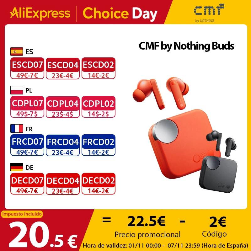 Global Verison  CMF by Nothing Buds 42dB Active Noise Cancellation ANC with Transparency Mode Ultra Bass Technology 2.0 CMF Buds