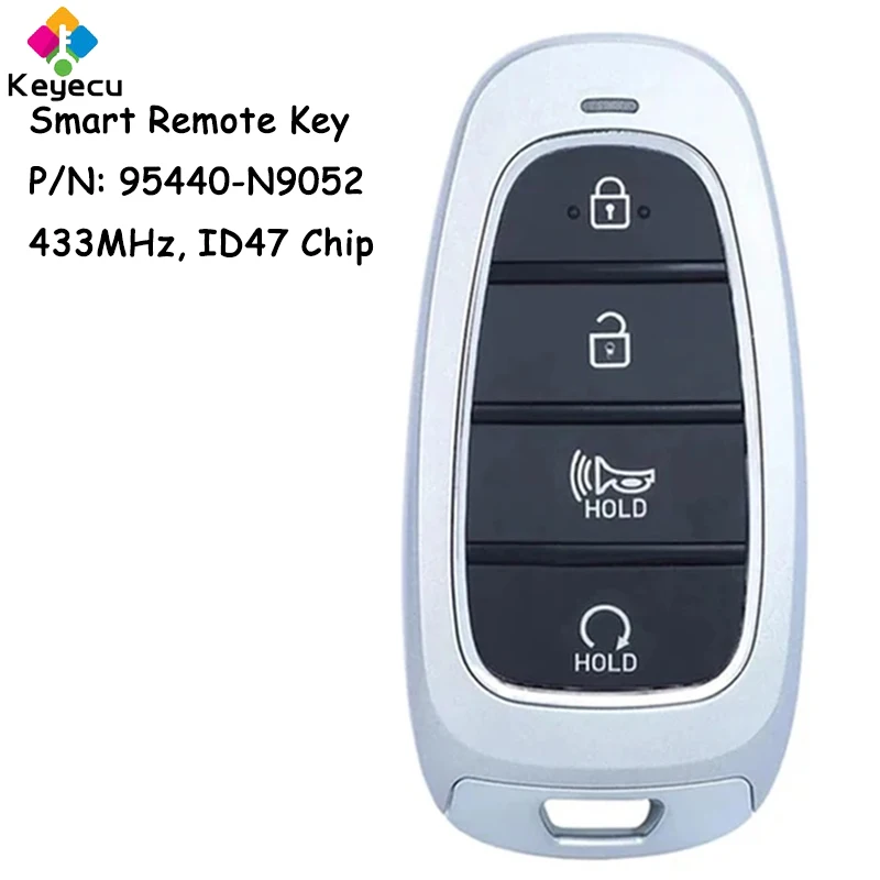 

KEYECU Smart Remote Control Car Key With 4 Buttons 433MHz ID47 Chip for Hyundai Tucson 2022 2023 Fob P/N: 95440-N9052