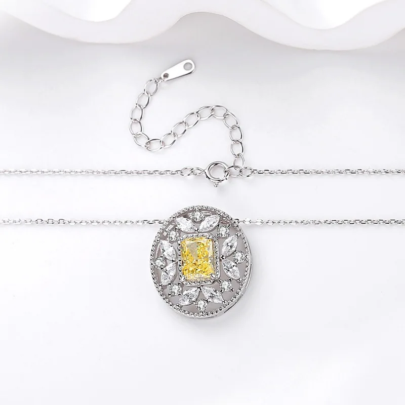 S925 sterling silver ice flower cut collarbone chain original light luxury oval petal necklace female factory silver jewelry