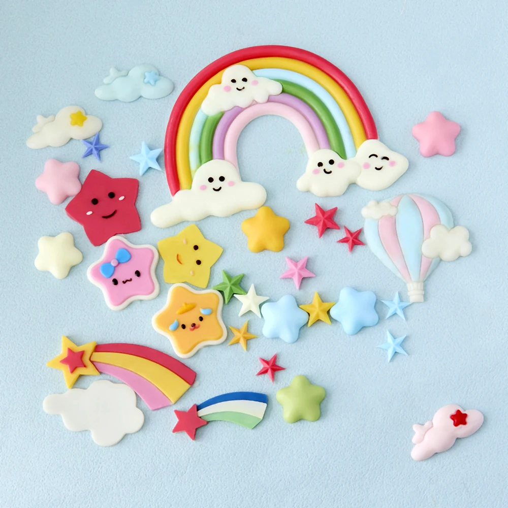 

Smiling Star Silicone Molds Seven-color Rainbow Meteor Smiley Cloud Fondant Chocolate Mould Baking Tool Cake Decoration