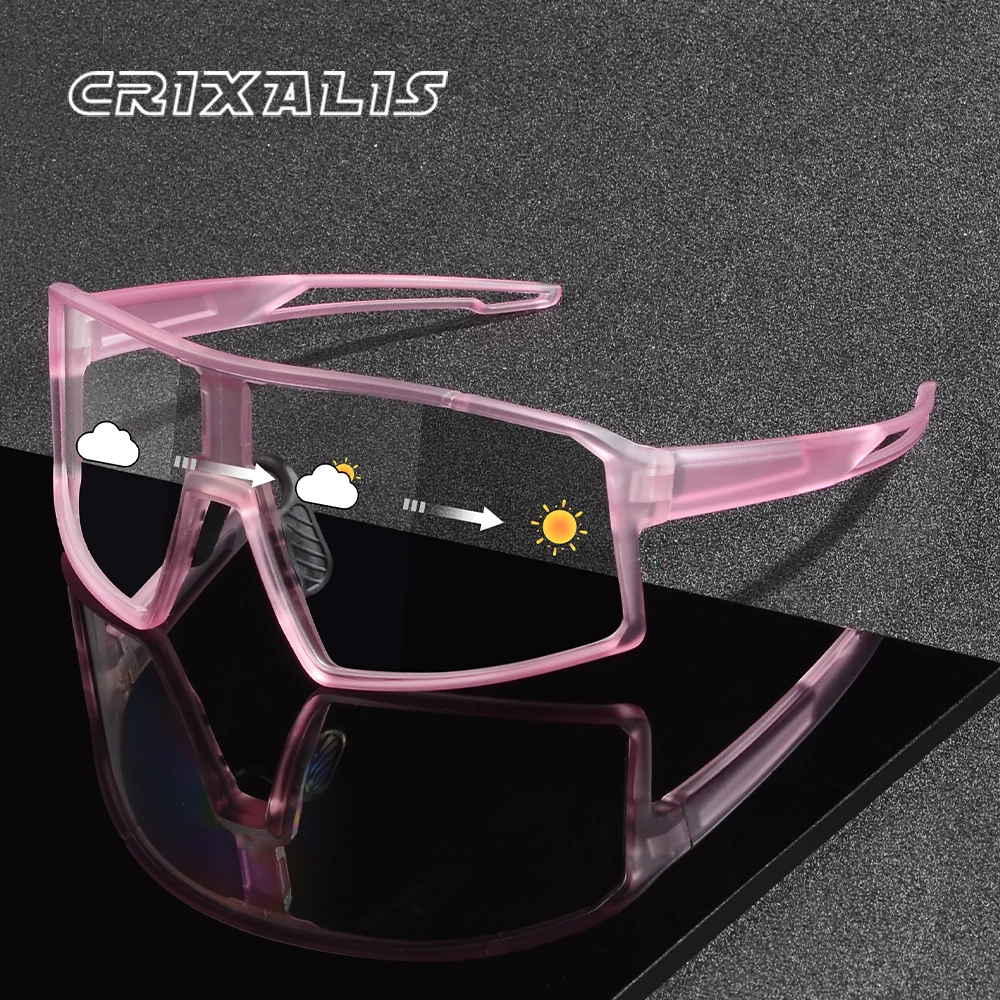 CRIXALIS Vintage Full Frame Photochromic Sunglasses For Men Sports Cycling Running Sun Glasses Anti-reflective Shade UV400