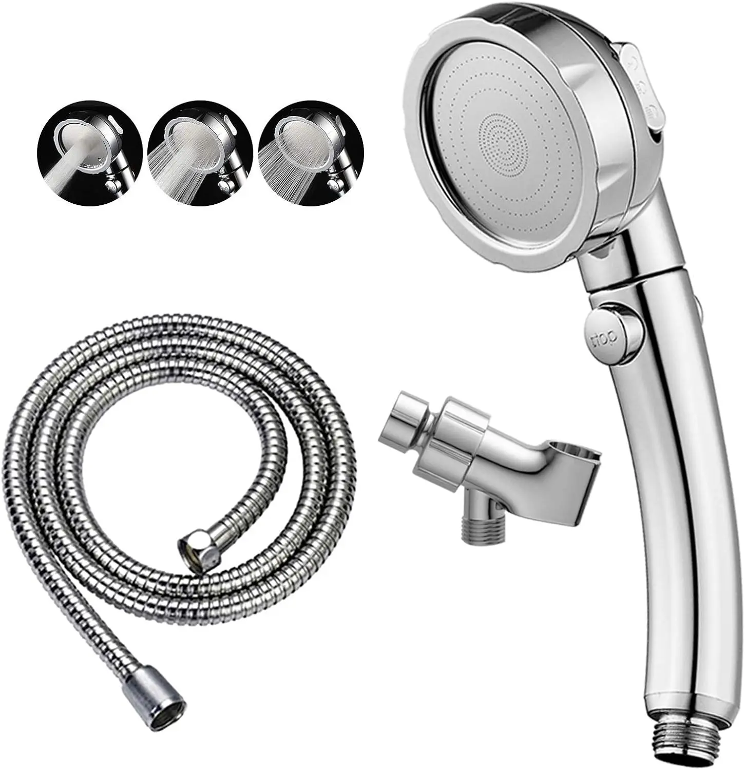 High Pressure Handheld Shower Head with On/Off Pause Switch, 3 Spray Modes Shower Wand with Shut Off Button, Removable Camper