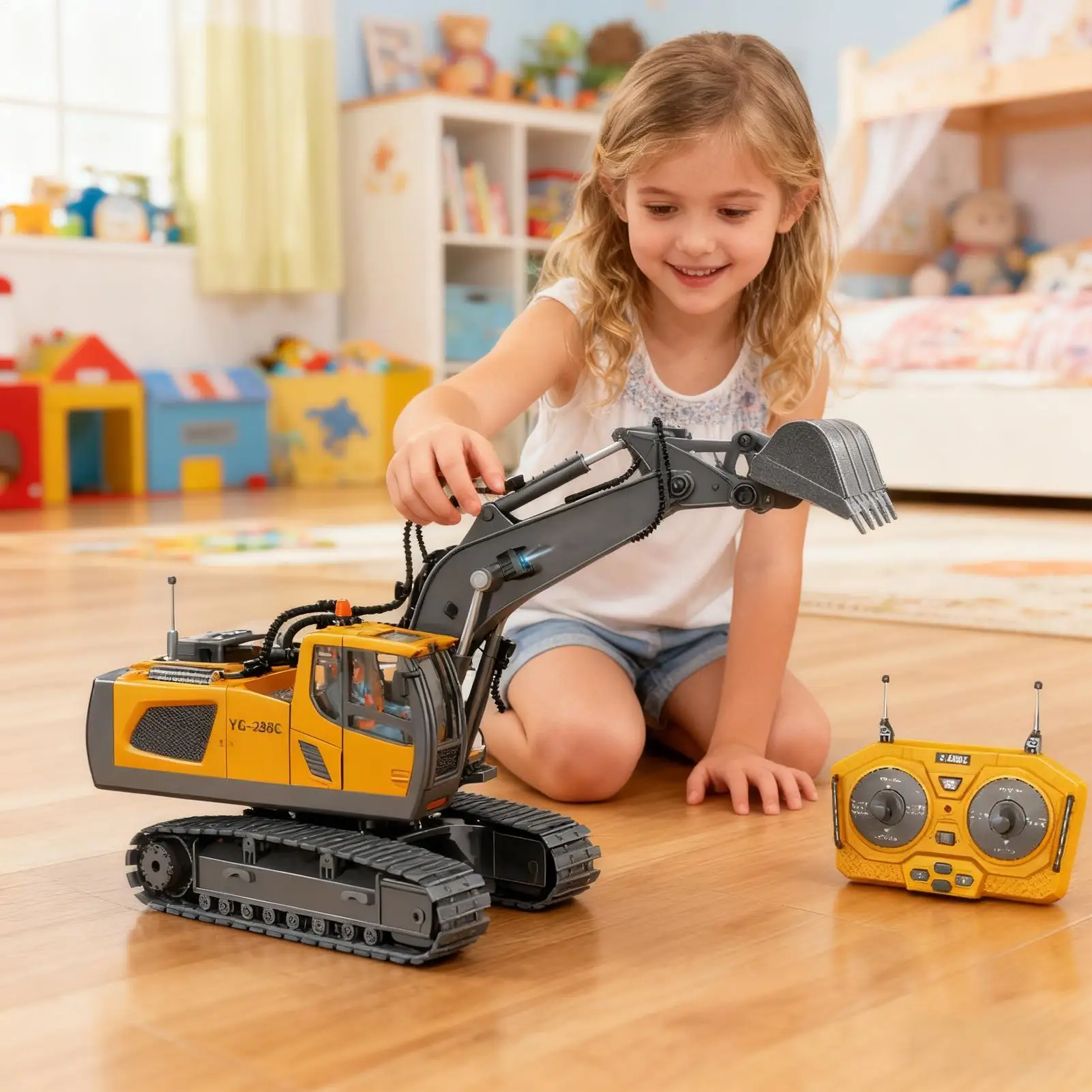 

RC Excavator Sand Digger Rc Construction With Lights And Sounds For Boys Ages 3-8 Indoor Outdoor Backyard Birthday Sandbox