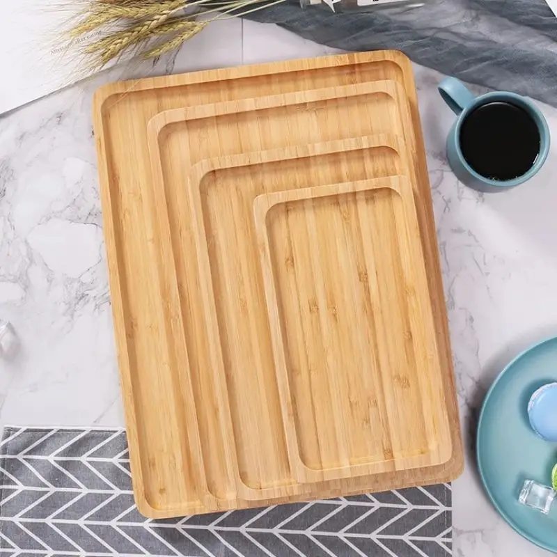 Bamboo Tray Rectangular Tea Tray Bamboo Saucer Hotel Dinner Plate Storage Tray Tableware Set Bread Dinner Plate Home Decor