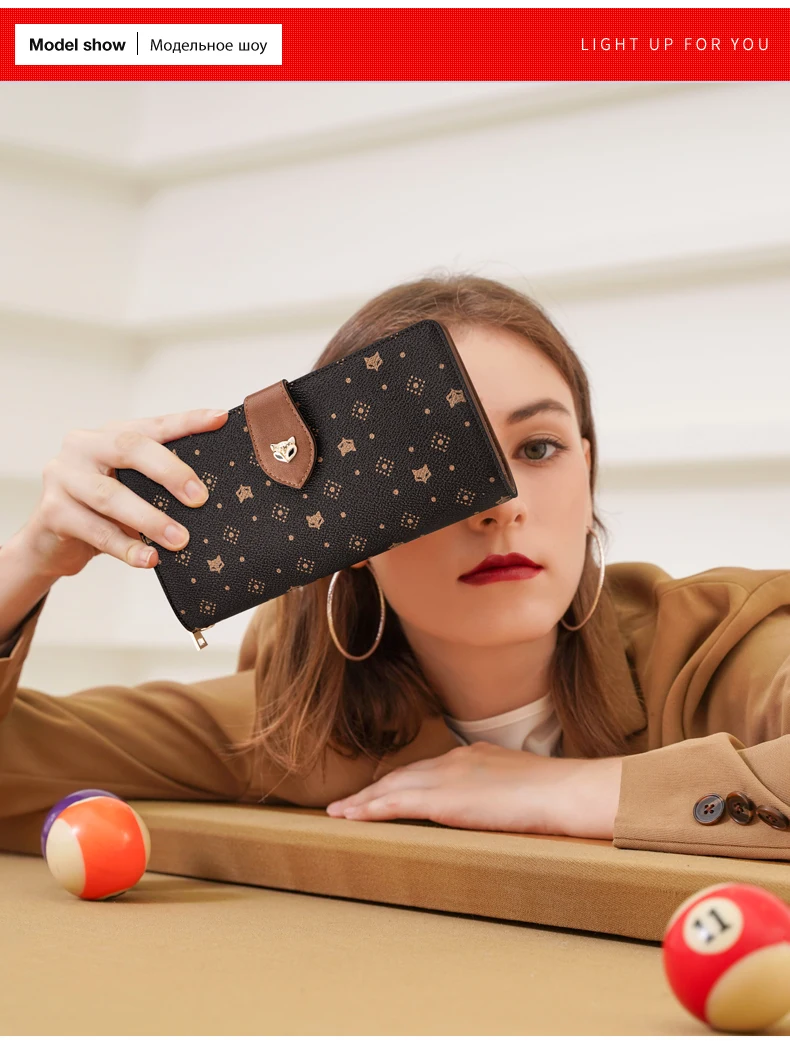 FOXER Damen-Langbörse mit Vintage-Print, Handgelenktasche, Große Kapazität, Multi-Kartenhalter, Telefon-Clutch, Geschenkbox für Damen – Detail 7