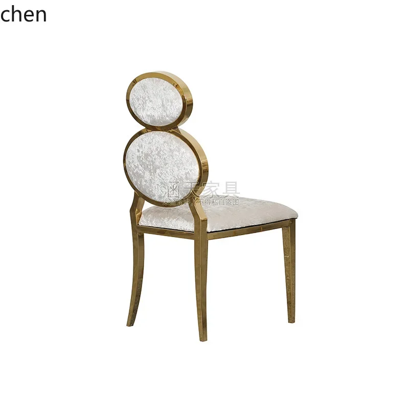 Hotel Chair Banquet Wedding Hall Gourd Dining Chair Commercial Electroplated Stainless Steel Round Back Conference Chair