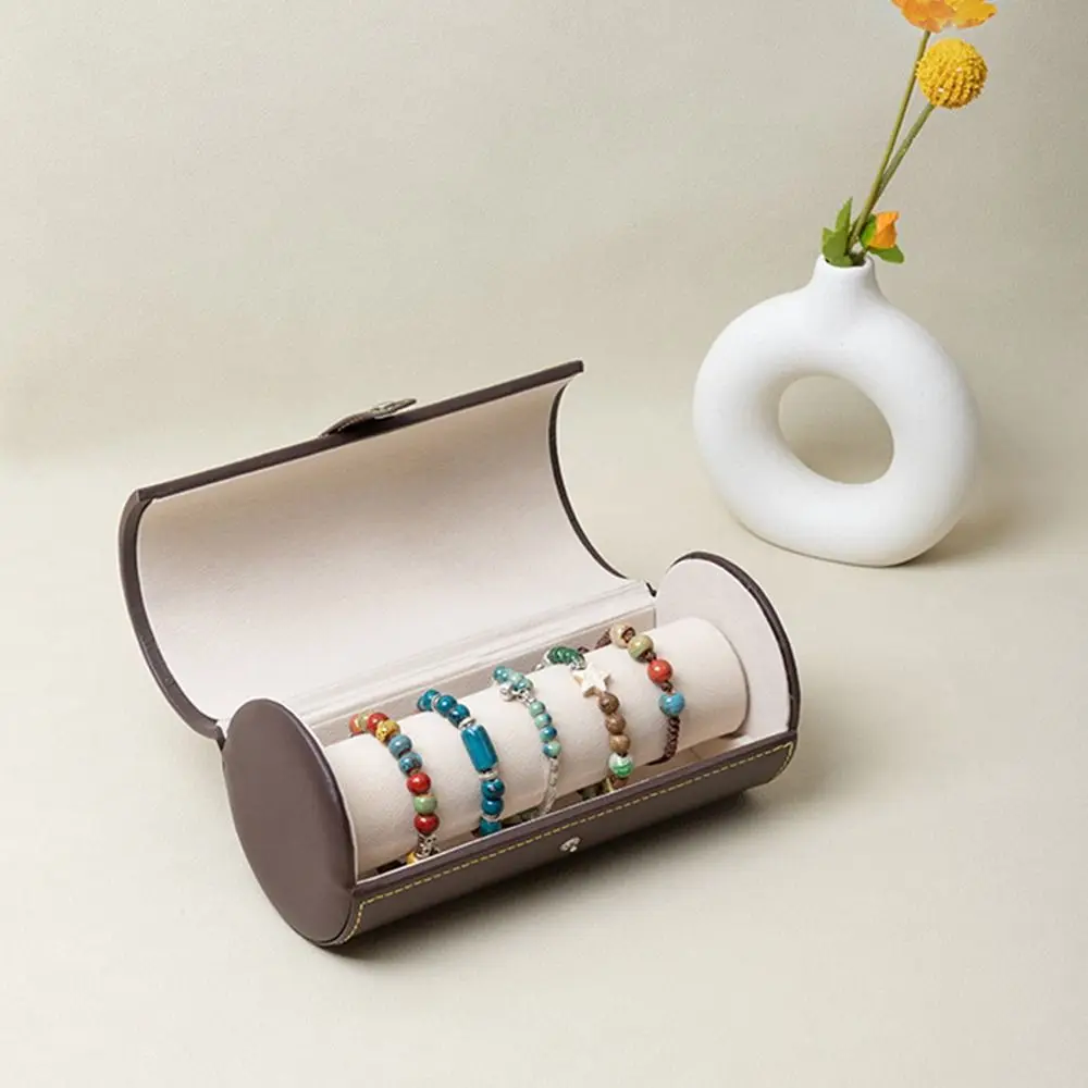 Portable Watch Roll Travel Case Vintage PU Leather Watch Display Box Compact Thickened Bracelet Storage Rack Jewelry Accessories