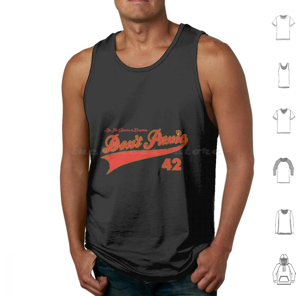 Don _ T Panic! Tank Tops Print Cotton Hitchhikers Guide To The Galaxy 42 Galaxy Douglas Adams Dont Panic Guide The