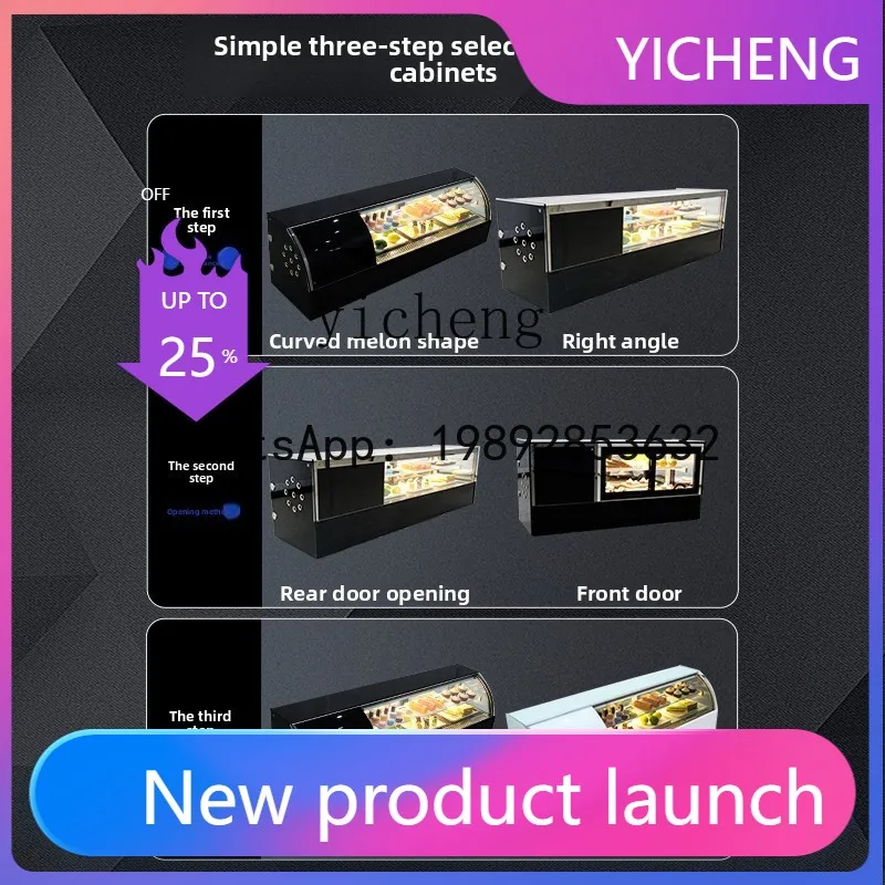 H2 Refrigerated Display Cabinet Small Desktop Curved Fruit Deli Sashimi Dessert West Point Cabinet