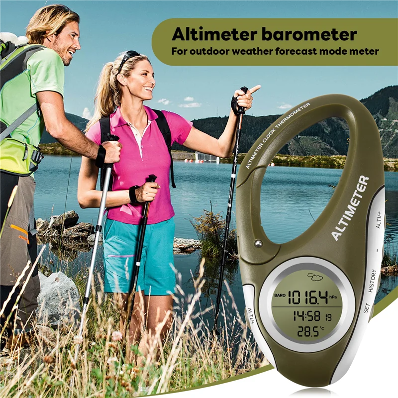 

B-Est Electronic Altimeter Carabiner Altimeter Handheld Thermometer Outdoor Fishing Weather Forecast Mode Meter Outdoor Gadget