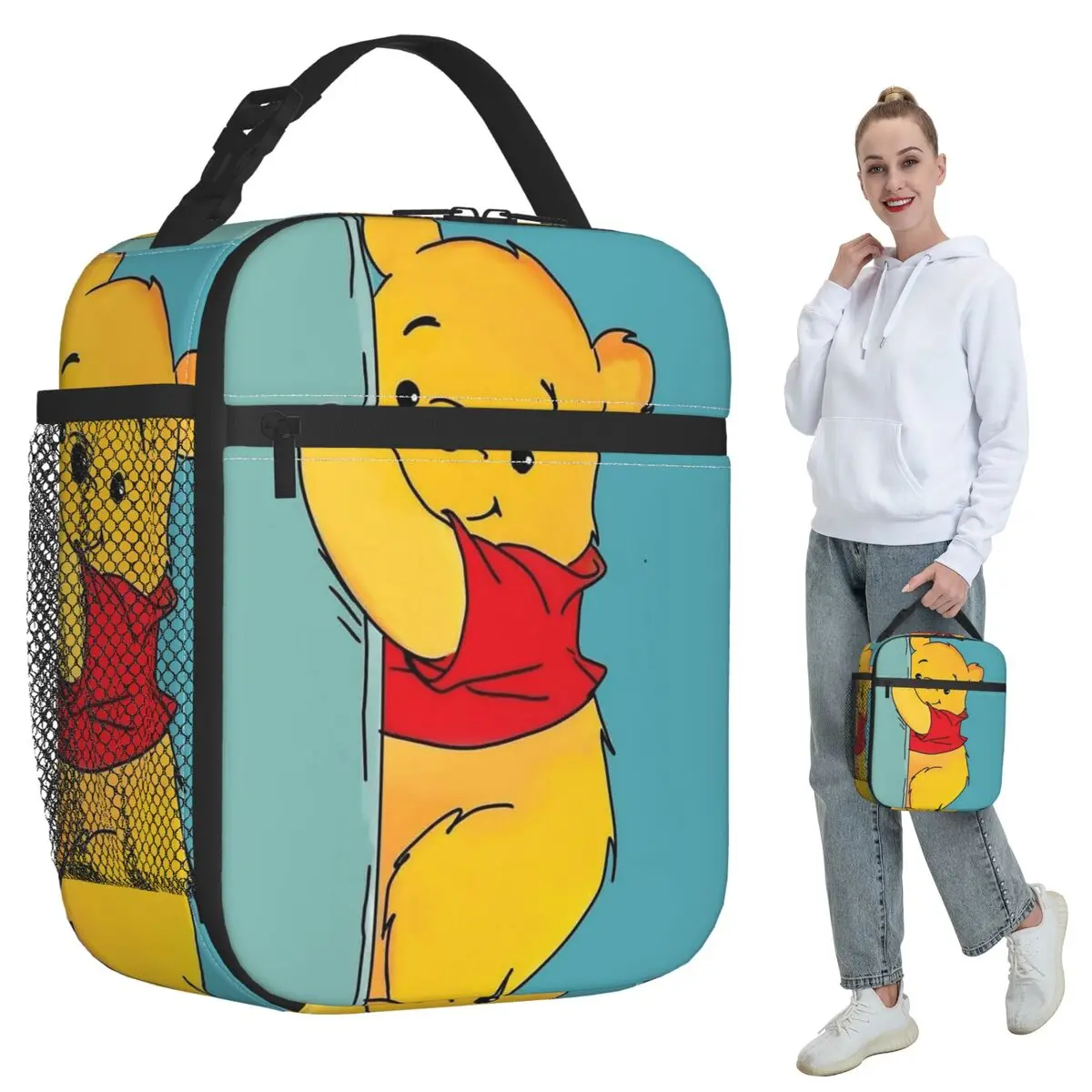 

Cartoon Winnie The Pooh Insulated Lunch Bag for Kids School Cooler Thermal Food Box Tote Leakproof Lunch Boxes Container