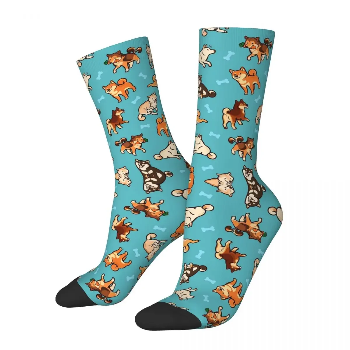 

Shibes In Blue Socks Harajuku Sweat Absorbing Stockings All Season Long Socks Accessories for Man's Woman's Birthday Present