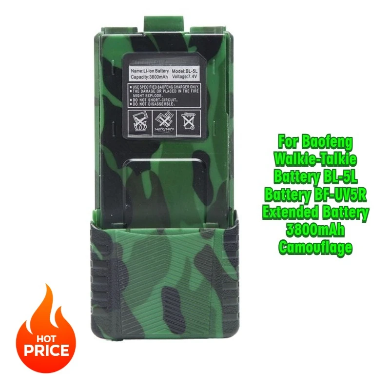 

For Baofeng Walkie-Talkie Battery BL-5L Battery BF-UV5R Extended Battery 3800mAh Camouflage