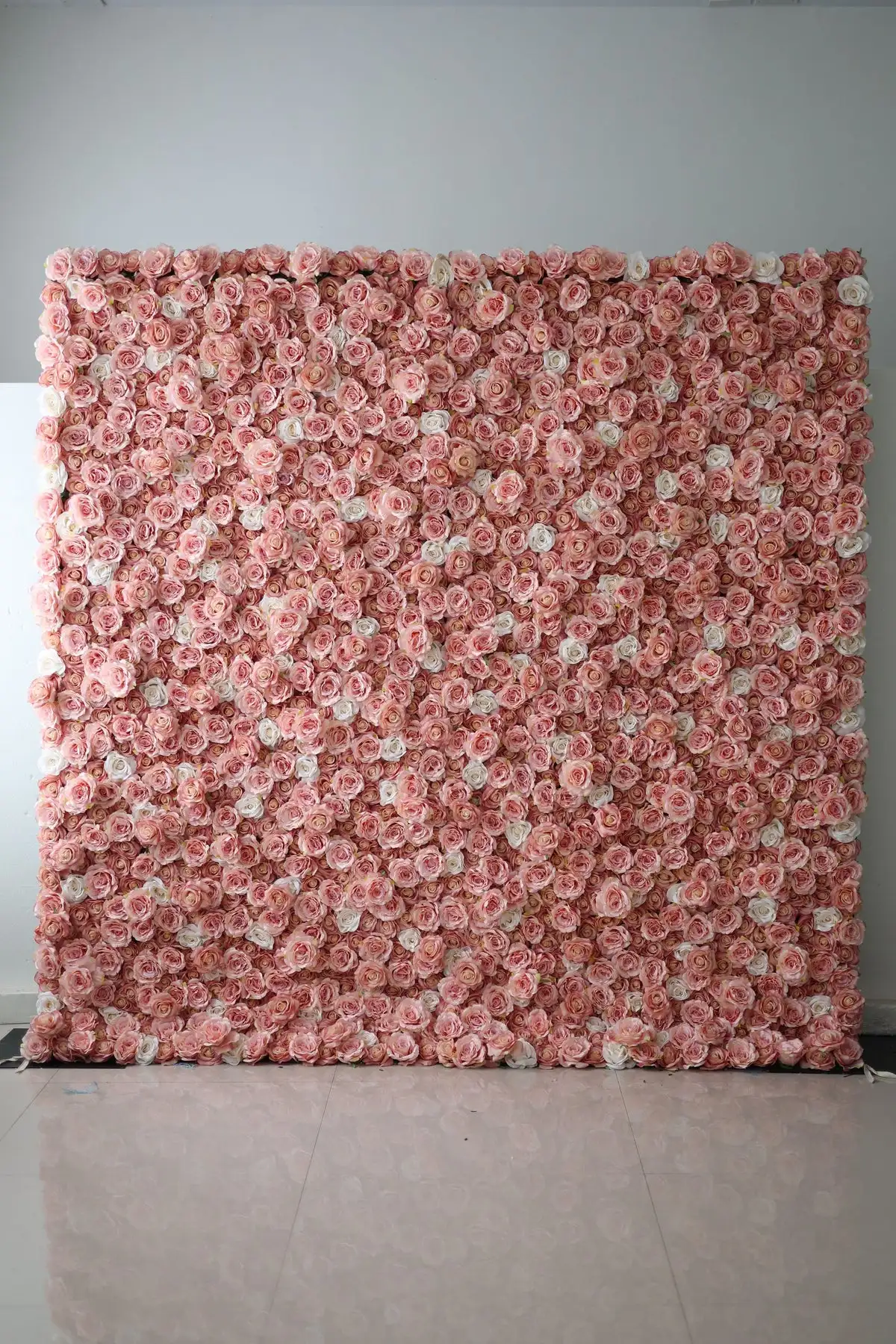 

3D Dried rose pink series Flower Wall, Artificial Rose Fabric Floral Wall, Outdoor Party Wedding Backdrop Decor, Window Display