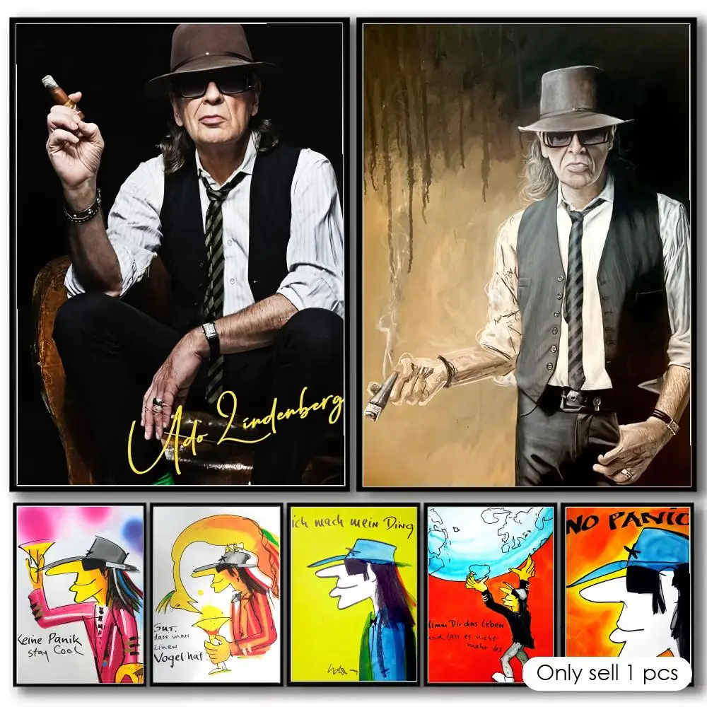 Pintura de cantante U-Udo Lindenberg, caligrafía, lienzo de algodón, arte de pared, póster, pintura decorativa de calidad para decoración del hogar