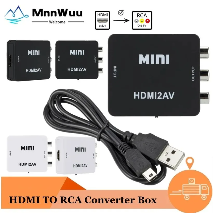 HDMI-compatible To RCA Converter AV CV SB L R Video Box HD 1080P HDMI-Compatible To AV Support TV NTSC PAL Output To AV Hot Sale