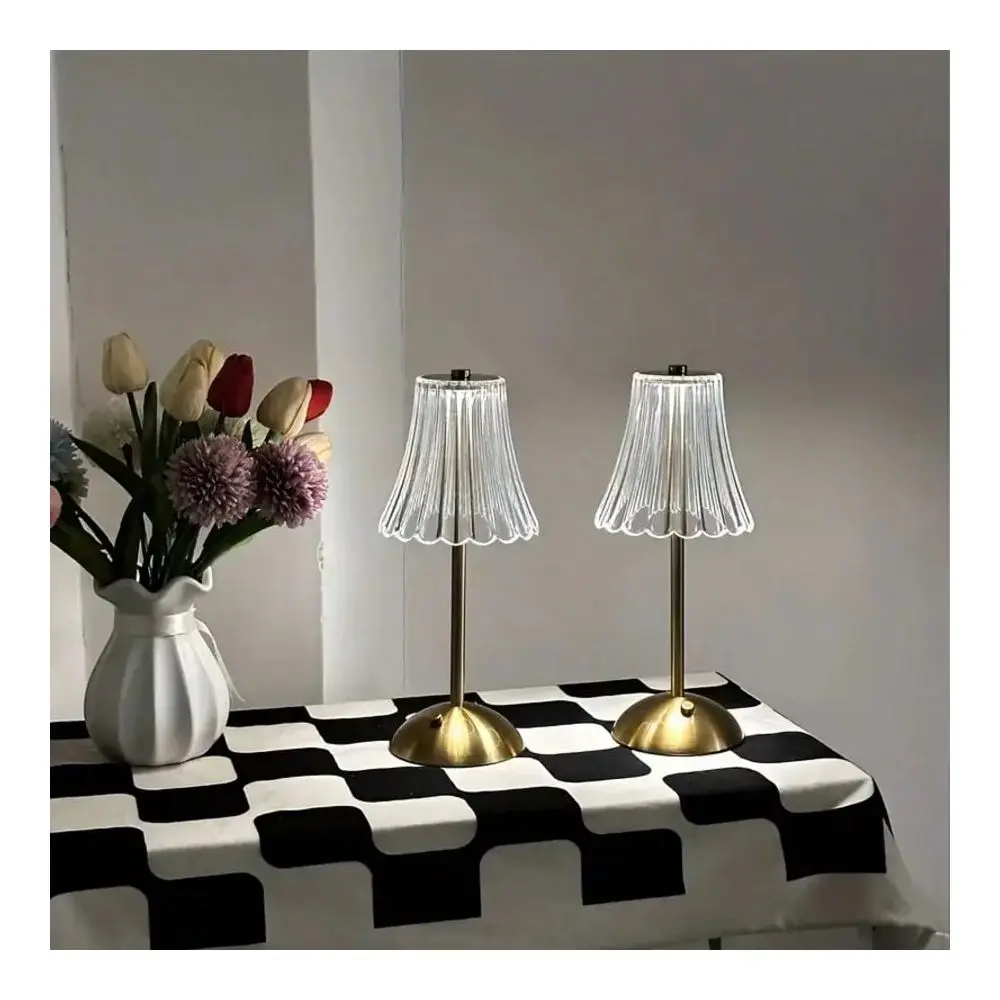 

Set Of Vintage Crystal Dimmable LED Table Lamps, Geometric Desktop Lighting, ThreeColor Dimmable USB Charging, Suitable For Bed