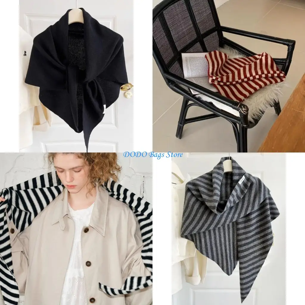 

Женский шерстяной шарф большого размера, зимняя шаль, мягкий теплый треугольный дизайн, защита шеи в холодную погоду