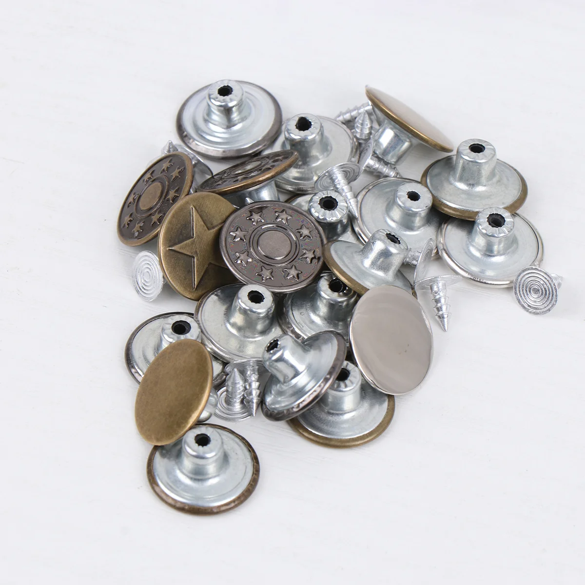 

50Sets Snap Buttons for Jeans Heavy Duty Iron Fasteners with Star Design Replacement Kit for Clothing Accessories