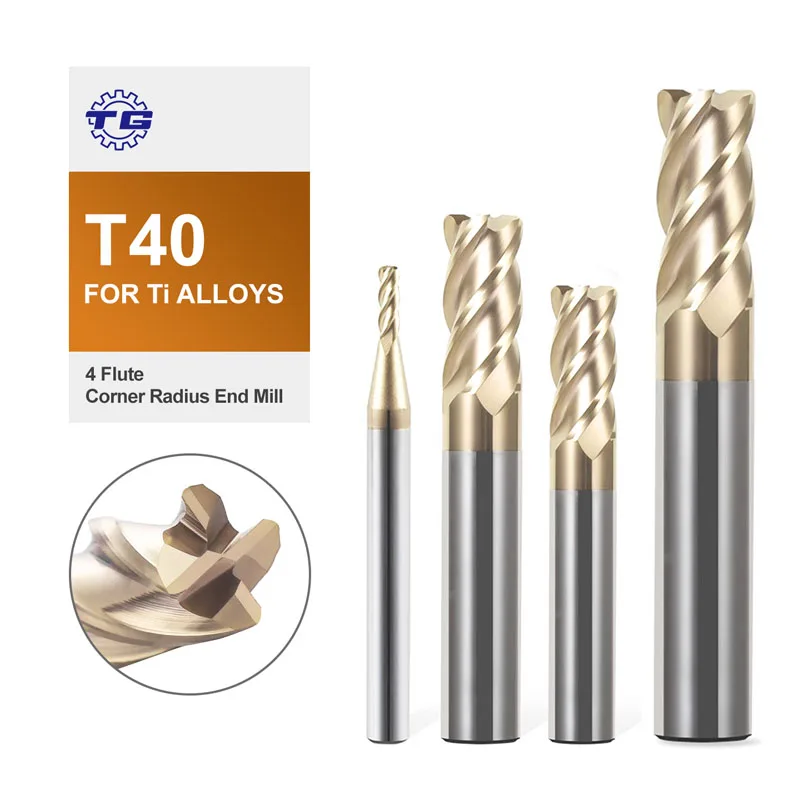 

High Performance Machining Tools for TG T40-R4/4 Groove Coated Circular Radius End Mills for Titanium Alloy T40 Series