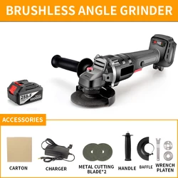 Rechargeable Brushless Cordless Electric Angle Grinder Variable Speed Power Tool Cutting Machine Polisher For Makita Battery