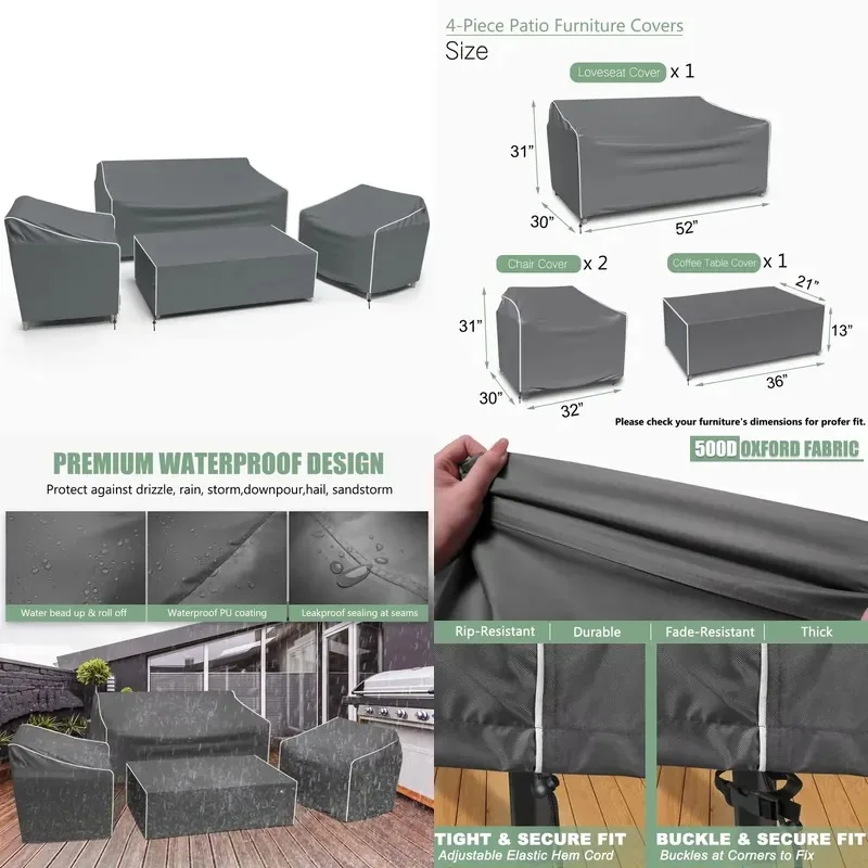 Waterproof Furniture Cover for Four Piece Courtyard Set