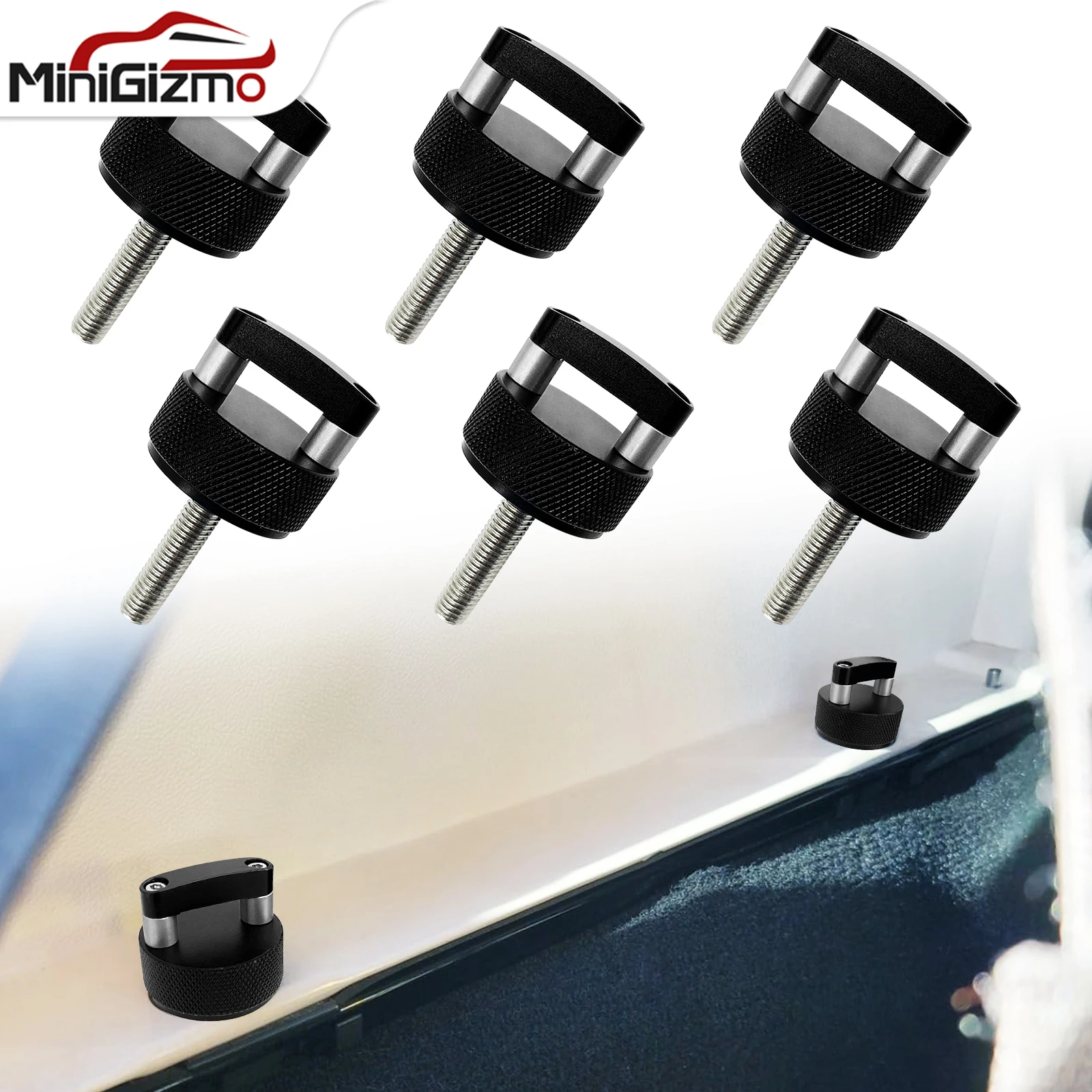 

6X Aluminum Hard Top Quick Removal Fastener Thumb Screw For 2007-2018 Jeep Wrangler JK 2DR And Unlimited 4DR