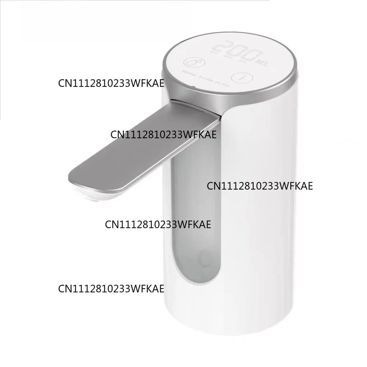 Electric Water Bottle Pump 1200mAh Type C Rechargeable with LED Display Automatic Touch Button 3rd Gear Quantitative Settings