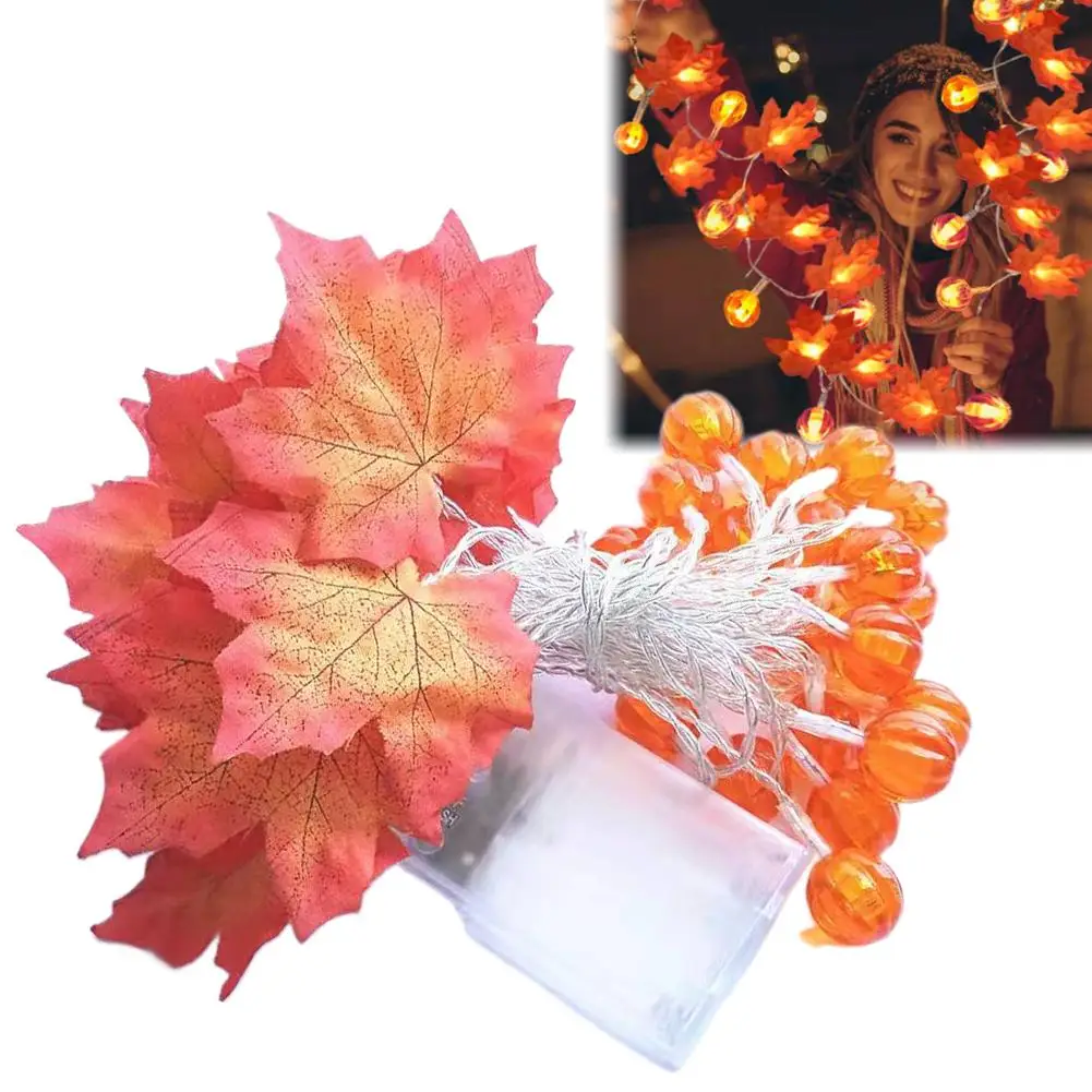 1,5M 3M 6M LED-pompoen esdoornbladeren lichtsnoer - USB/batterijaangedreven kerstverlichting, los de stroombegrenzing op, helder en duurzaam
