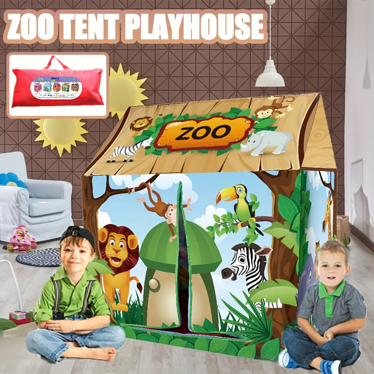 Children playhouse Tent Indoor, Big Space Kids Tent Outdoor, Easy to Carry and Install, Large Room Crawling, Birthday Christmas