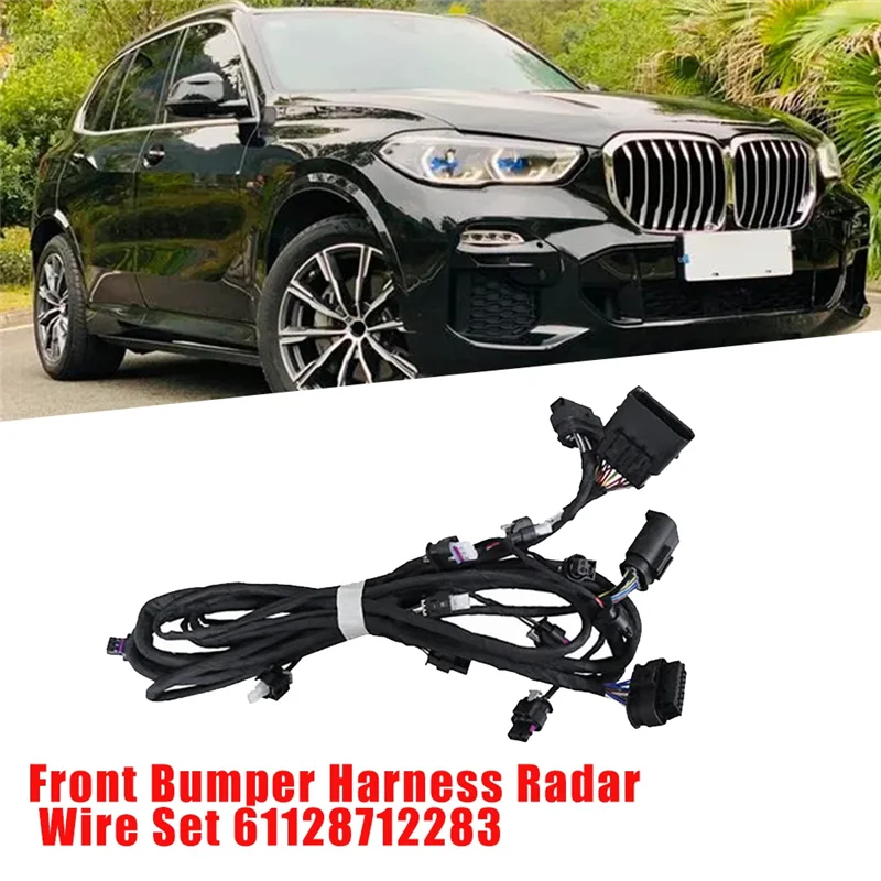 Set di cavi per cablaggio paraurti anteriore per auto con prestazioni stabili 61128712283 25DX 30DX 40IX 45EX Radar PDC Cablaggio ausilio al parcheggio Nero per BMW