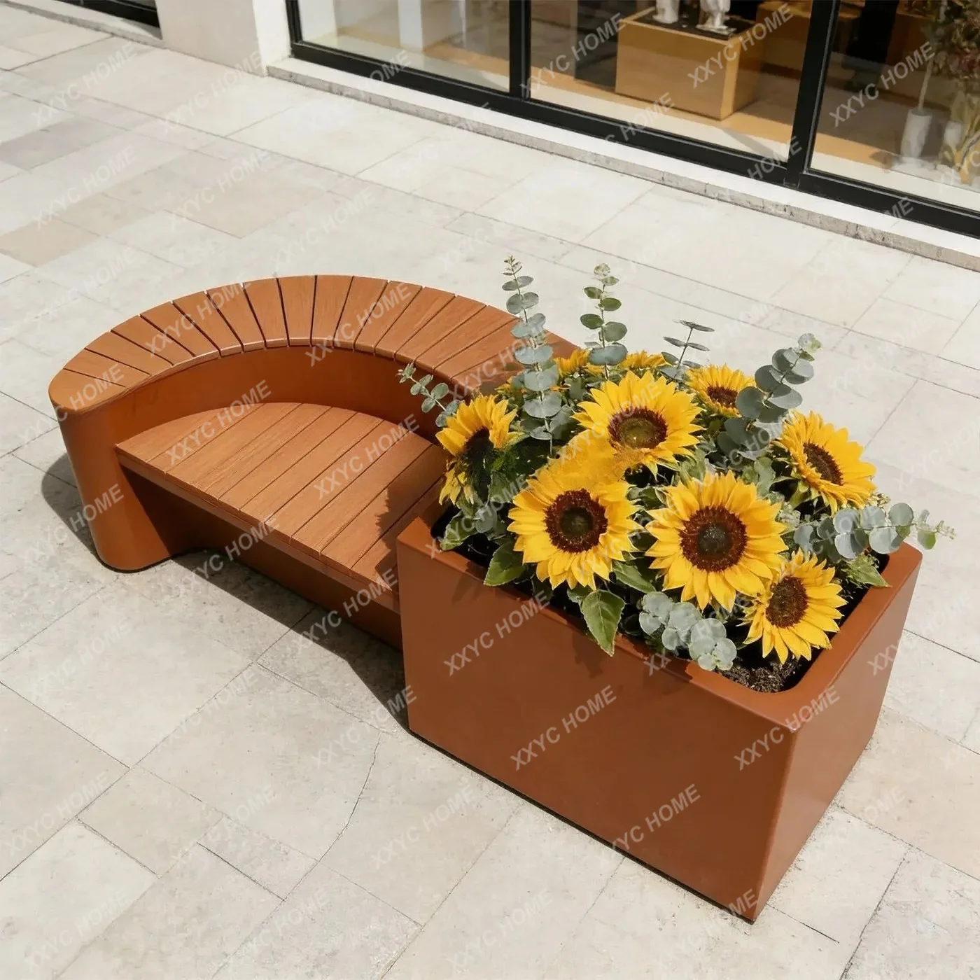 

A Outdoor Modern Simple Flower Box Seat Sales Department Commercial Street Milk Tea Shop Leisure Flower Bed Chair