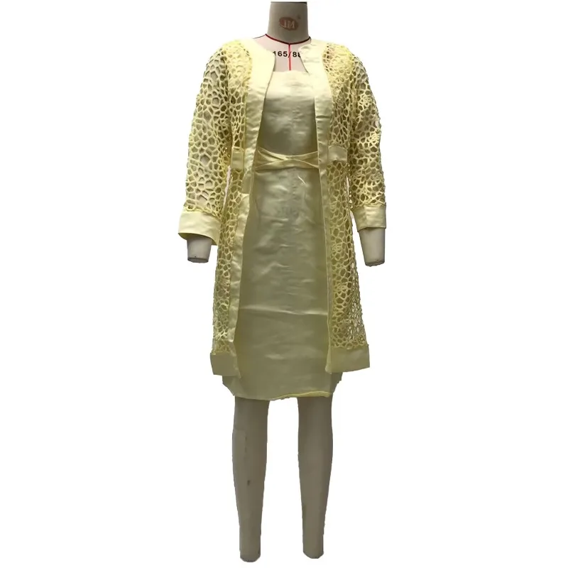 

2026 Spot New Products Women's Color Lace Cardigan Dress Two Coats Amazon Foreign Trade Europe and America Temperament Commuting