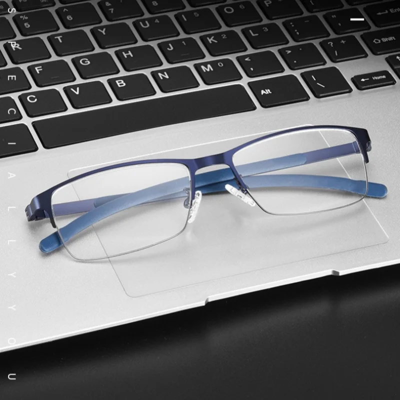 TGCYEYO Fashionable Business Eyeglasses Simple Casual Spectacle Frame Silicone Temple That Can Be Matched With Myopia