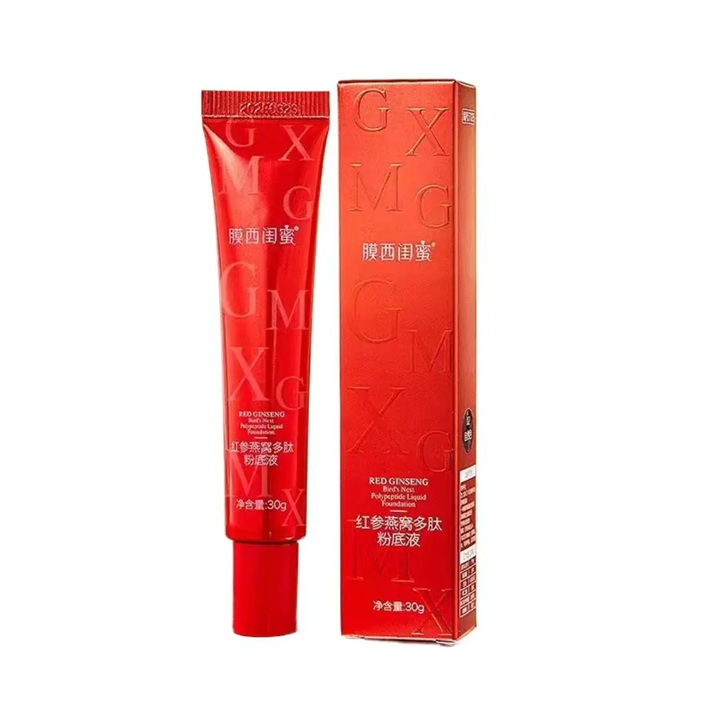 Fond de teint liquide accent d'oiseau au ginseng rouge, maquillage longue durée, non 30g, contrôle des documents, huile naturelle, prise, R7G6