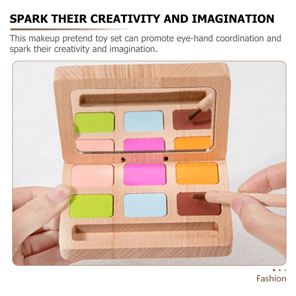 

Wooden Makeup Toy for Kids Girls Childrens Cosmetics Kit Pretend Salon Set Birthday Gift