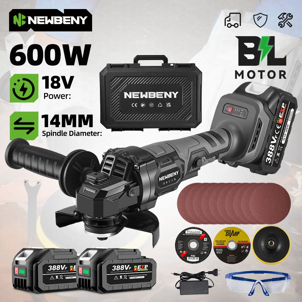 

​ NEWBENY 125 мм 3 шестерни бесщеточная электрическая угловая шлифовальная машина аккумуляторная шлифовальная полировка режущий набор инструментов для Makita 18 В аккумуляторный штифт