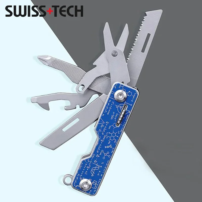 SWISS TECH 9 In 1 Multitool Folding Unpacking Knife Scissors Screwdriver Saw Sharp Cutter Outdoor Camping Survive EDC Tool