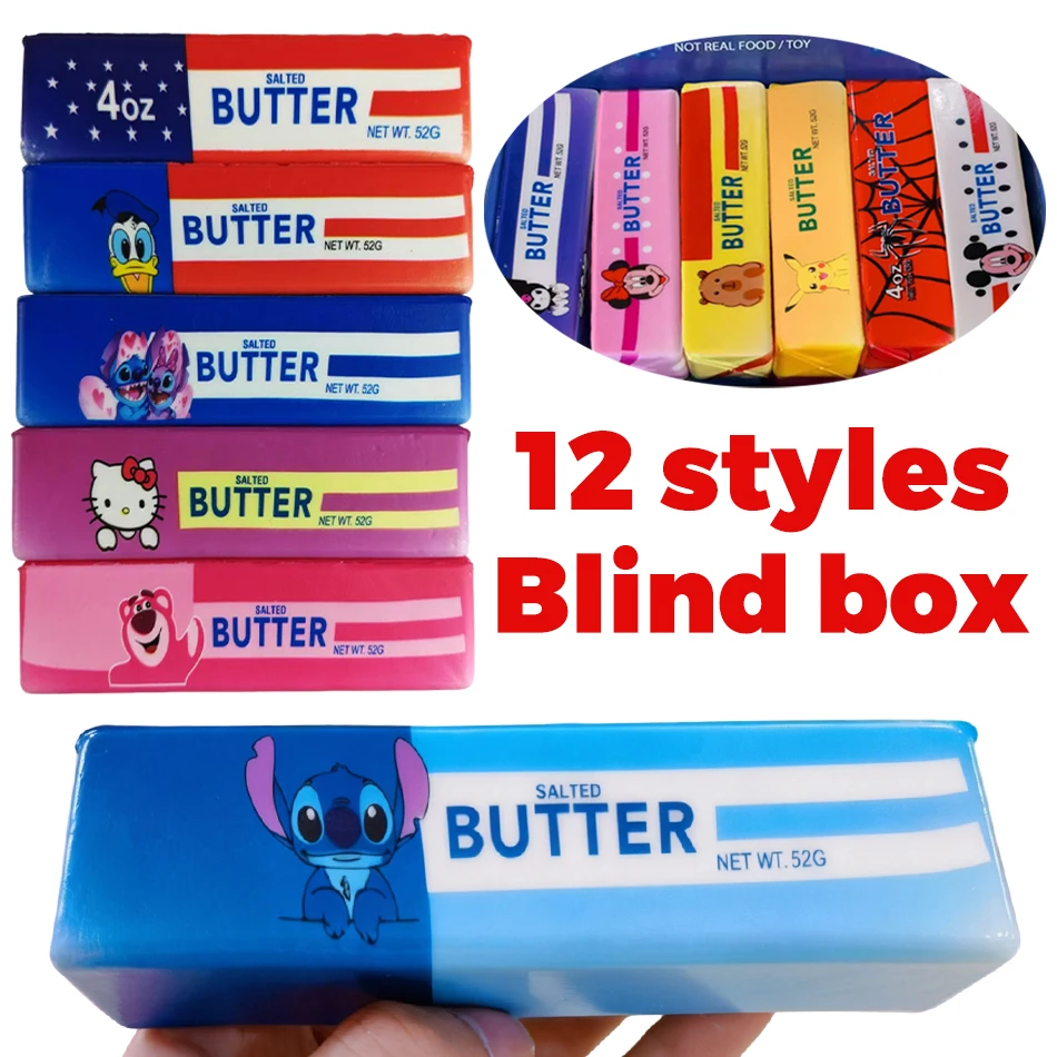 Cartoon-Butterstab-Squishy-Spielzeug, langsam aufsteigendes Quetschspielzeug, Butterbar-Ziegel-Squishy-Fidget-Spielzeug, Anti-Stress-Handentspannungsgeschenk