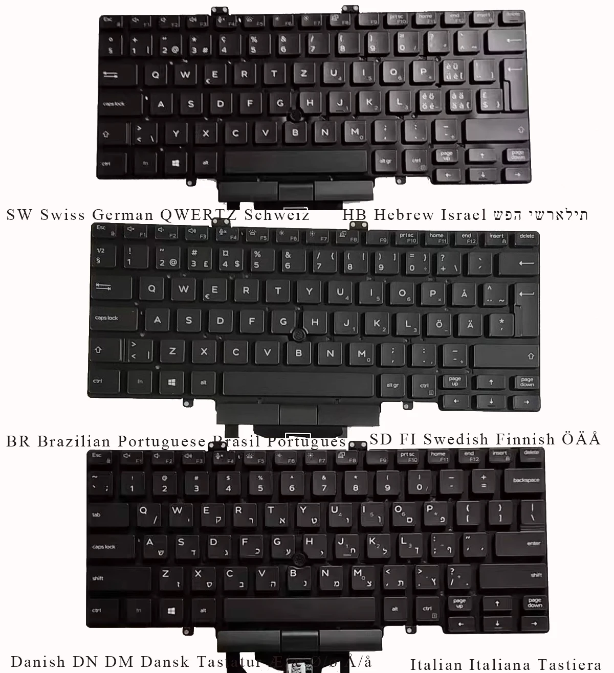 Nuevo teclado suizo italiano hebreo danés hebreo de Brasil para DELL Latitude 5410 5411 2020, 5400 5401 2019 retroiluminado, con puntero